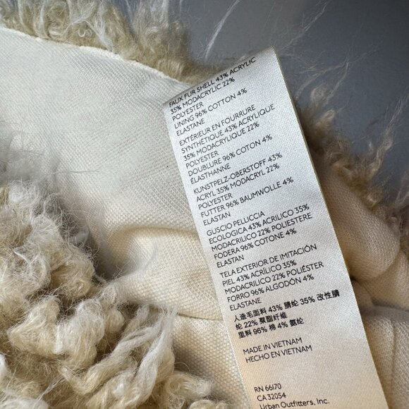 Anthropologie Brenna Faux Fur Jacket Vest Small Zip Up Frog Closure Beige - Picture 8 of 8